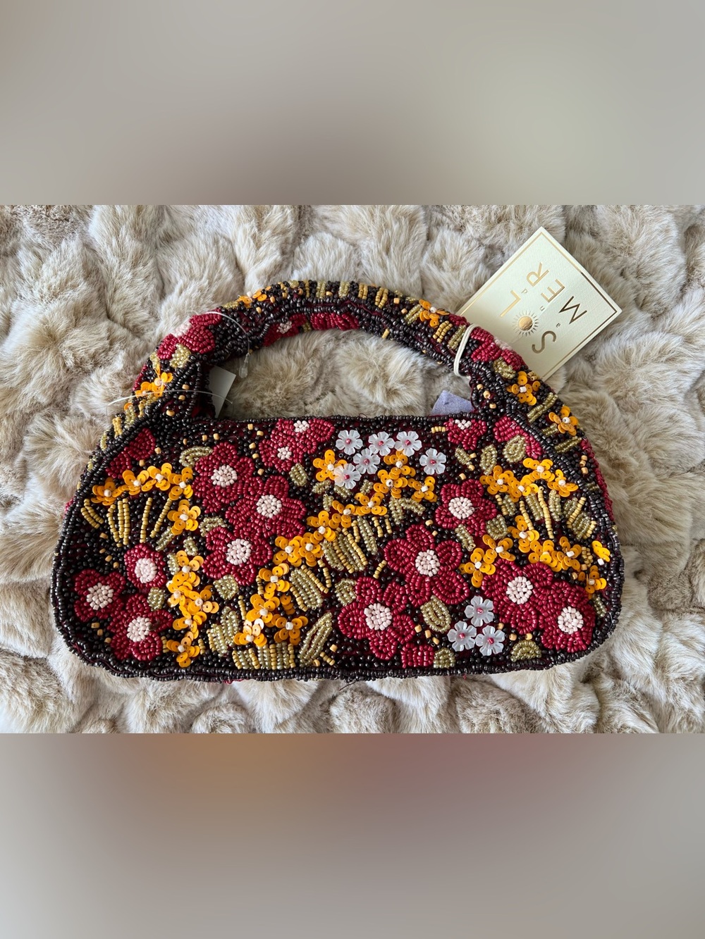 NWT SOL & MER Beaded Floral Clutch